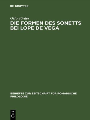 cover image of Die Formen des Sonetts bei Lope de Vega